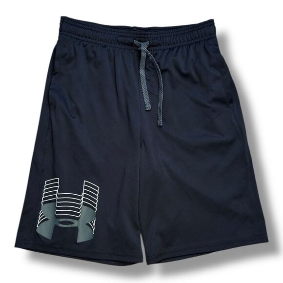Under Armour Kids Black Shorts with Gray Accents Logo Sz  XL - Picture 2 of 12